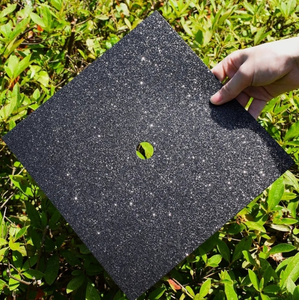 15 Black glitter graduation cap toppers